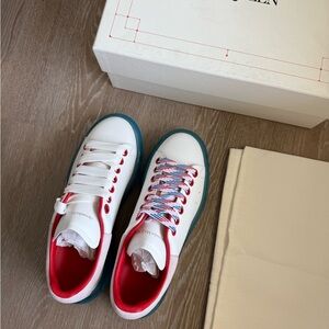 Alexander McQueen Larry Sneakers – White/Iridescent Pink – Size 7.5